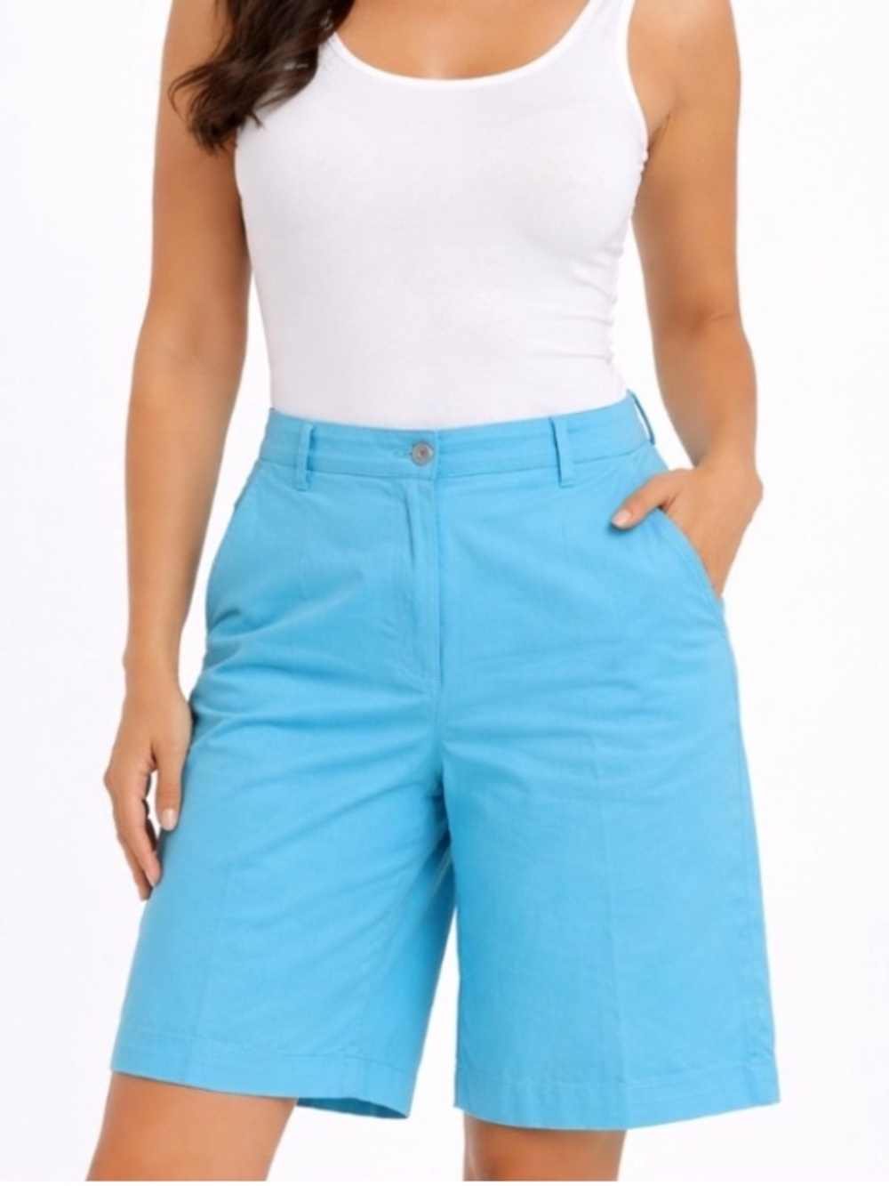 COMPANY COLLECTION Turquoise Blue Twill Pleated Bermuda Shorts size 6 NWT